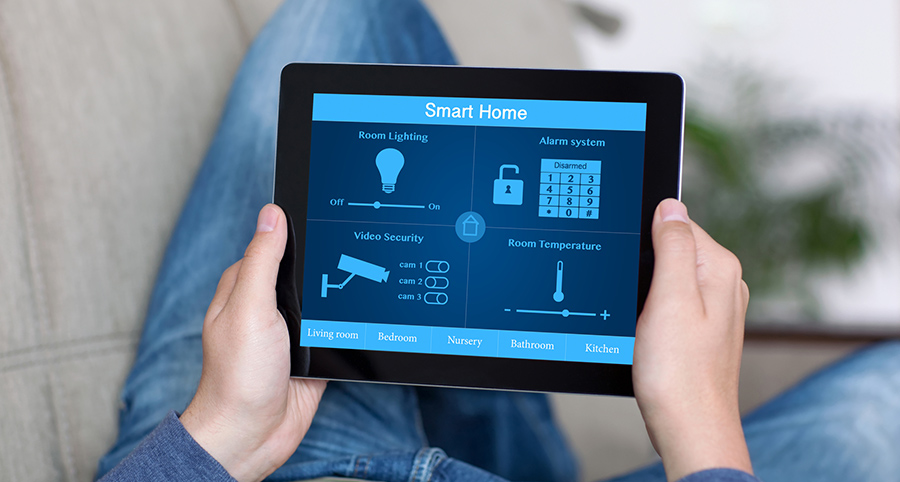 The ability to access and control security components from a mobile device is one of the top smart home trends in Fresno. Close-up of smart home security app.